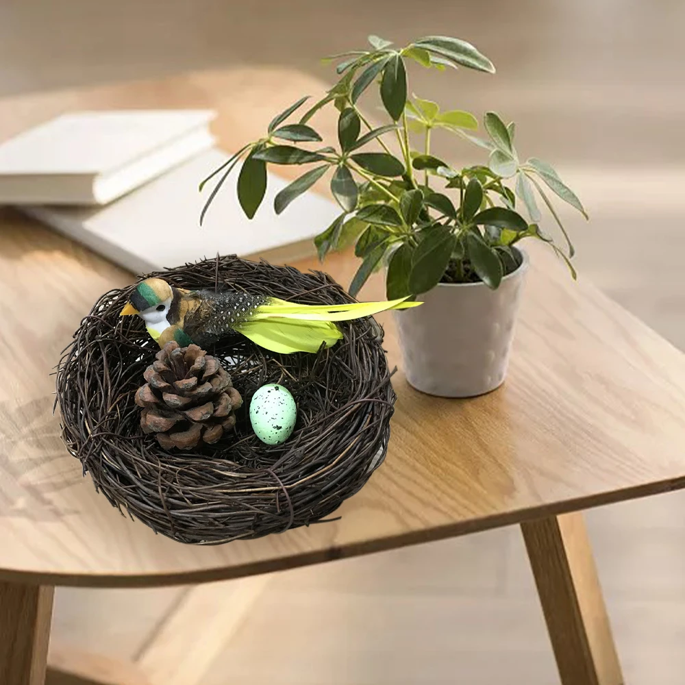 

Easter Party Decor Supply Easter Egg Stand Vine Brown Bird Nest Easter Home Decoration