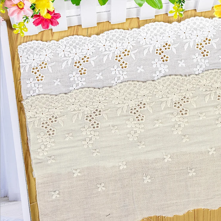 

10Yards/pack New Ccotton Strip Flower Embroidery Clothing Skirt LaceHome Textile Accessories Width 16.5 cm