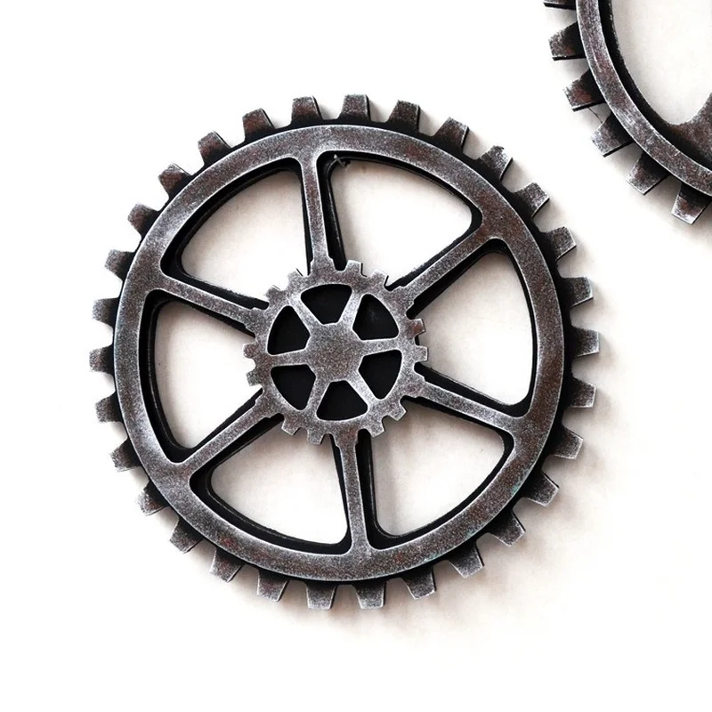 

Old Style Golden Wooden Gear Wall Decor Steampunk Style Gear Hanging Decor Suitable for Home Bar Art Craft Wall Decoration