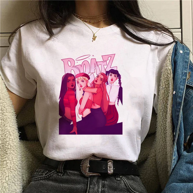 

Summer New Bratz Letter Women T-Shirts Casual White Tops Fashion Harajuku Short Sleeve Print Y2k Graphic Streetwear T Shirt
