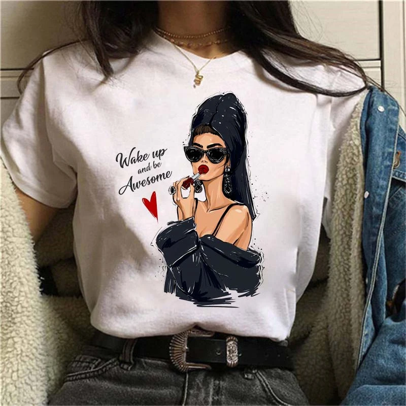 

FIXSYS Women T Shirt Harajuku T-shirt Female Casual Short Sleeve Tops 90s Girls Cute Tees Shirt Graphic T-shirt Women Streetwear