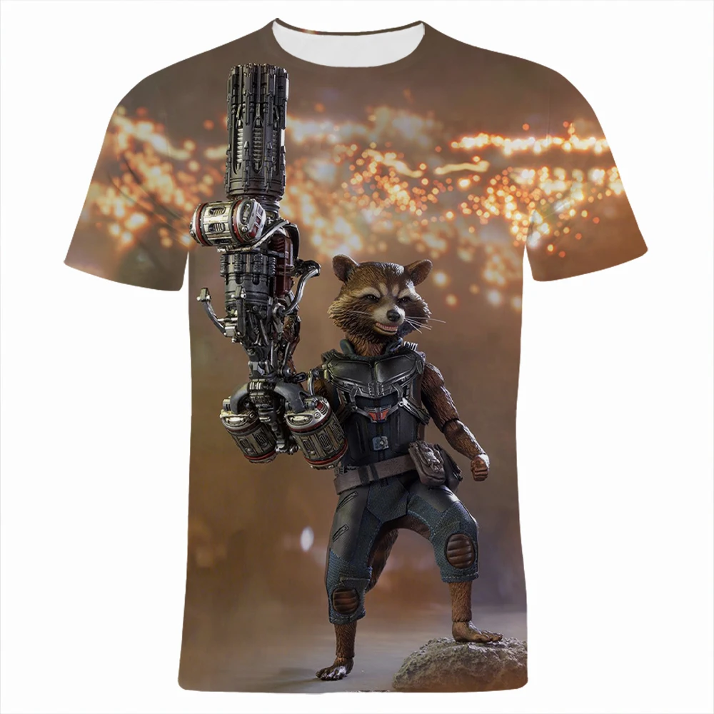 Футболка с 3D-принтом ракетки мужская рубашка коротким рукавом принтом Marvel для