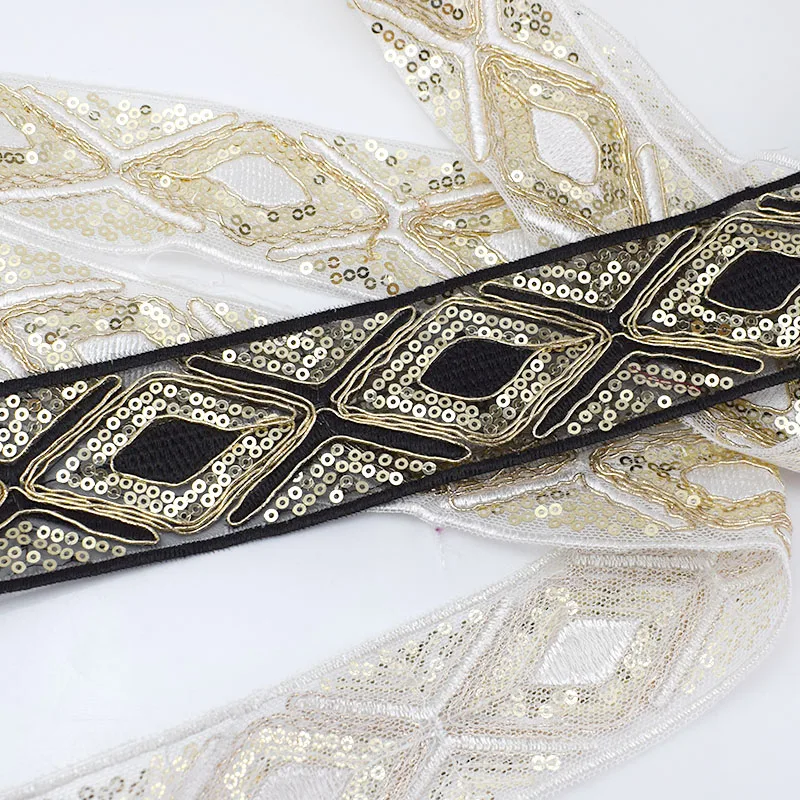 Этническая золотая нить 3 м сетка пайетки тесьма ленты обувь платье декоративная