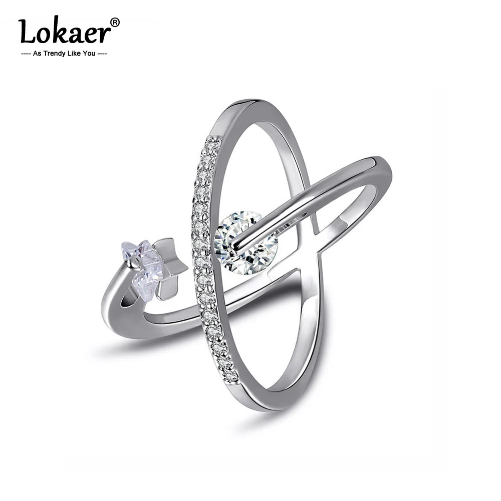 Женское кольцо с микро вышивкой Lokaer офисное дизайнерское X образной формы