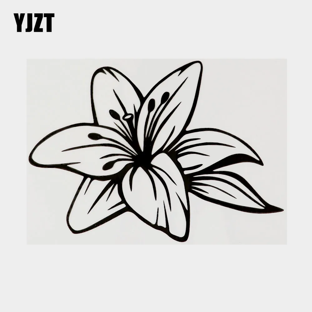 

YJZT, 15 см × 10,7 см, модная графическая Виниловая наклейка для автомобиля с изображением цветка растения, Черная/Серебристая Наклейка 18B-0362