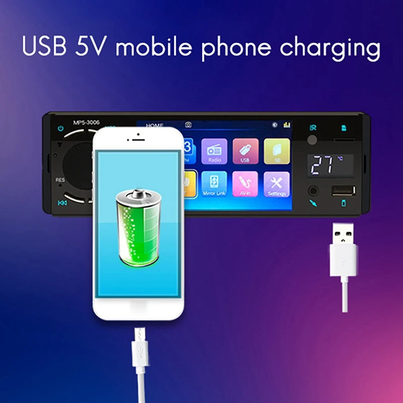 

Novel-Bluetooth Car Radio 1 Din Mirror Link 4 inch Press Screen MP5 Video Player USB TF Handsfree A2DP Stereo System Head Unit