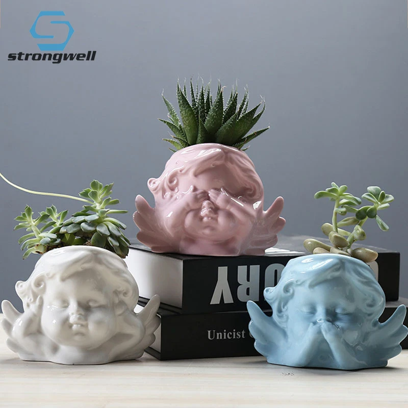 

Strongwell Cute Character Angel Succulent Flower Balcony Potted Plant Home Garden Decoration Accessories Miniature Model Crafts