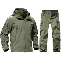 tactical sharkskin softshell tad jacketpants men camouflage hunting clothes military uniform hiking waterproof hooded suits