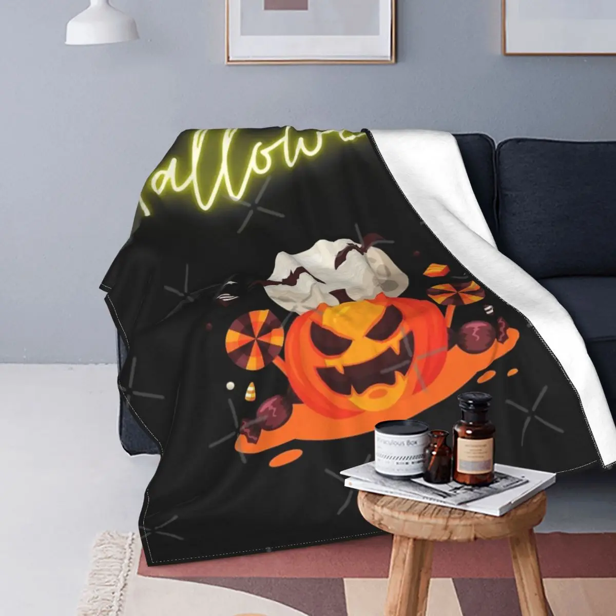 

Halloween Jack O Lantern Blanket Bedspread Bed Plaid Duvets Throw Blanket Picnic Blanket Summer Bedspread