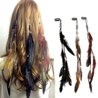 2022 new fashionable boho feather headband wig beaded feather headdress handmade hair clip girl hair accessories high quality