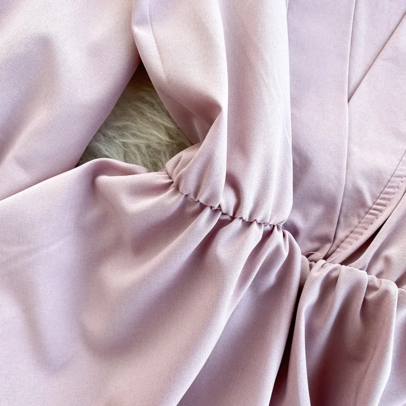 

Korean Fashion Clothing Women Blouse Autumn Sweet Tight Waist Shirts Office Work Elegant V-neck Lace-up Slim Ruffled Tops blusas