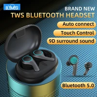 wireless headphones earphones bluetooth 5 0 tws stereo headset bass earbud phone call with touch control microphone for sports
