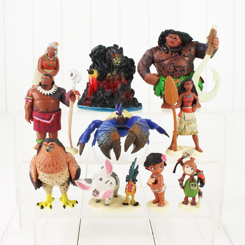 5-11 см 10 шт./лот принцесса Моана Фигурки игрушки Maui Gramma Tala Tui Tamatoa Hei Rooster Pua Pig Hawk