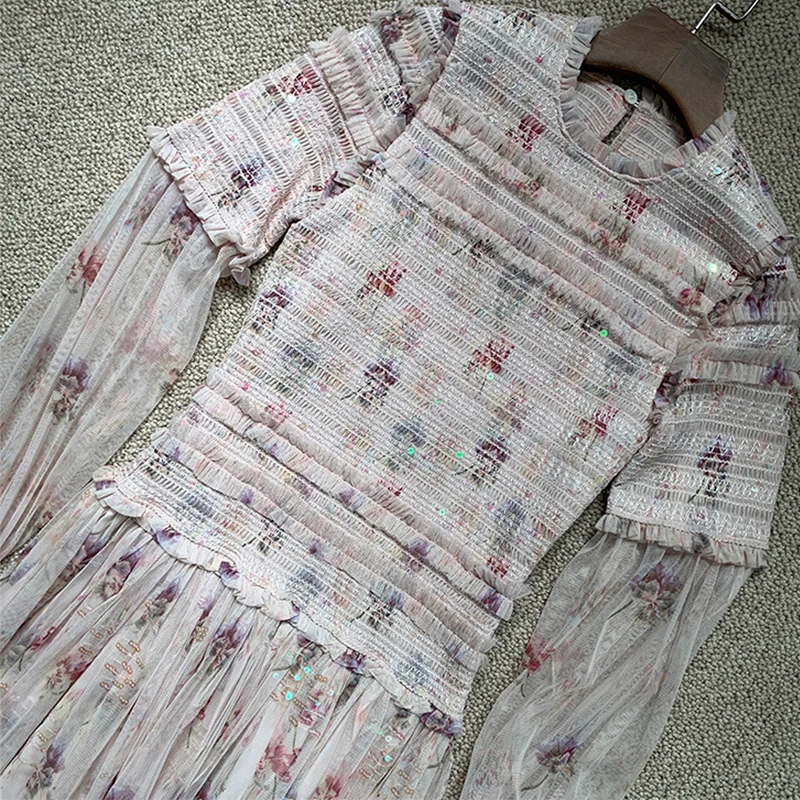 N &amp T/тонкое длинное платье из крепа с блестками и цветочным принтом | Женская