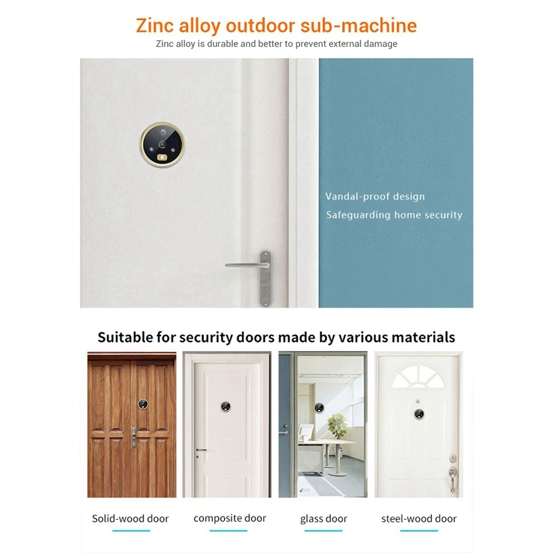 

AM05-C07 Doorbell Camera, Home Security Multi-Function 2.8-Inch LCD Display Peephole Door Surveillance Camera