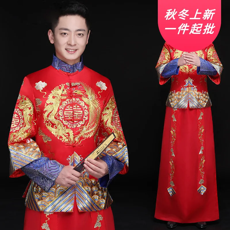 2020 Горячая продажа смокинг жениха Мао костюм китайское свадебное платье Дракон