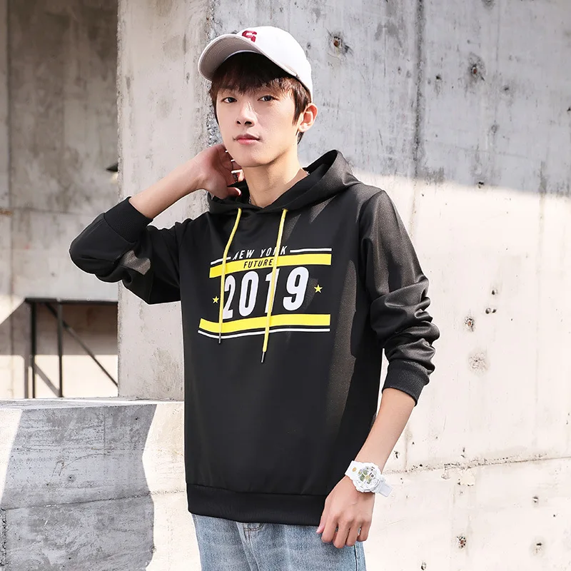 

ZHIJING New Style hoodies Men's Simple Fashion Men's Hooded Printed Casual Men's White All-match Jacket mens hoodies