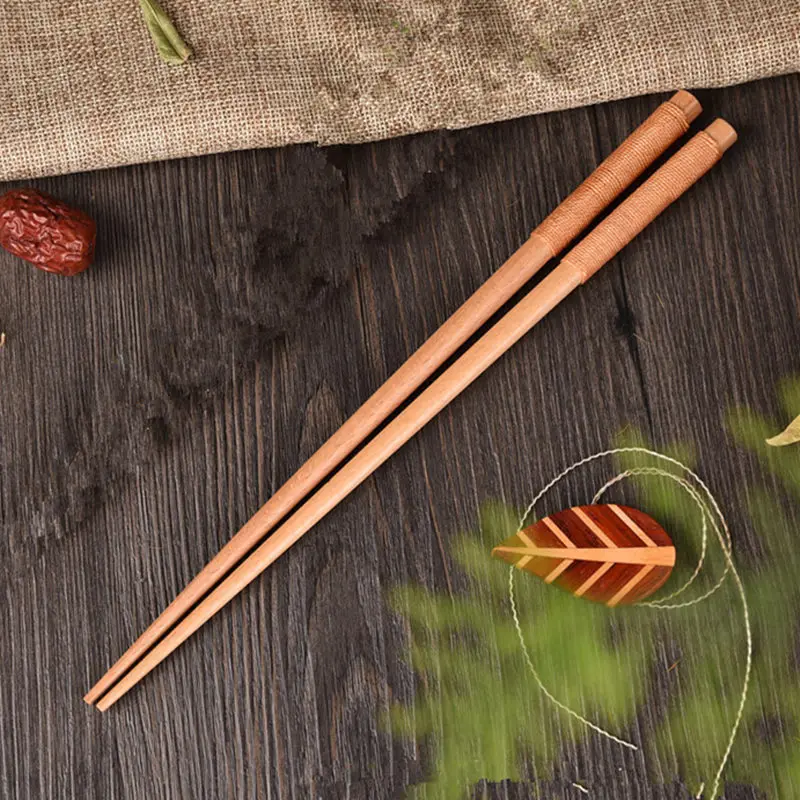 

Handmade Natural Chestnut Wood Sushi Chopsticks Set Value Gift Sushi Chinese food Tie line