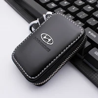 leather auto styling car keychain key holder bag case storage bag for hyundai santa sonata solaris azera creta i20 i30 ix25 ix35