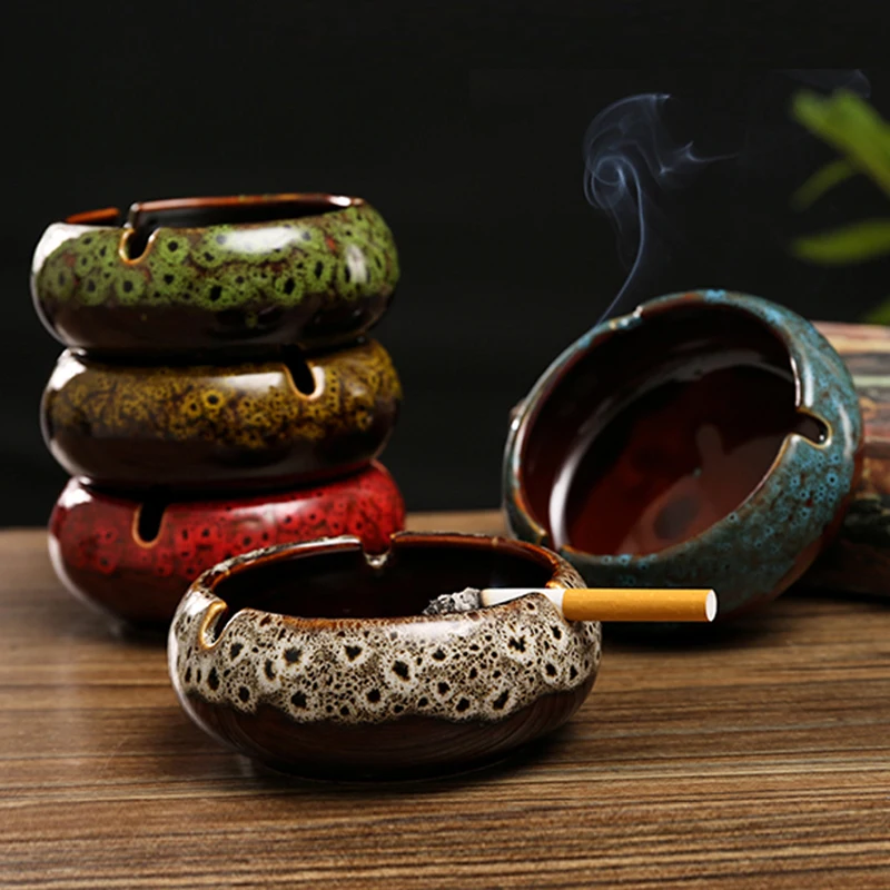 

Chinese Thickened Ceramic Ashtray Office Teahouse Living Room Creative Ashtray Plant Cultivation Container Boyfriend Gift