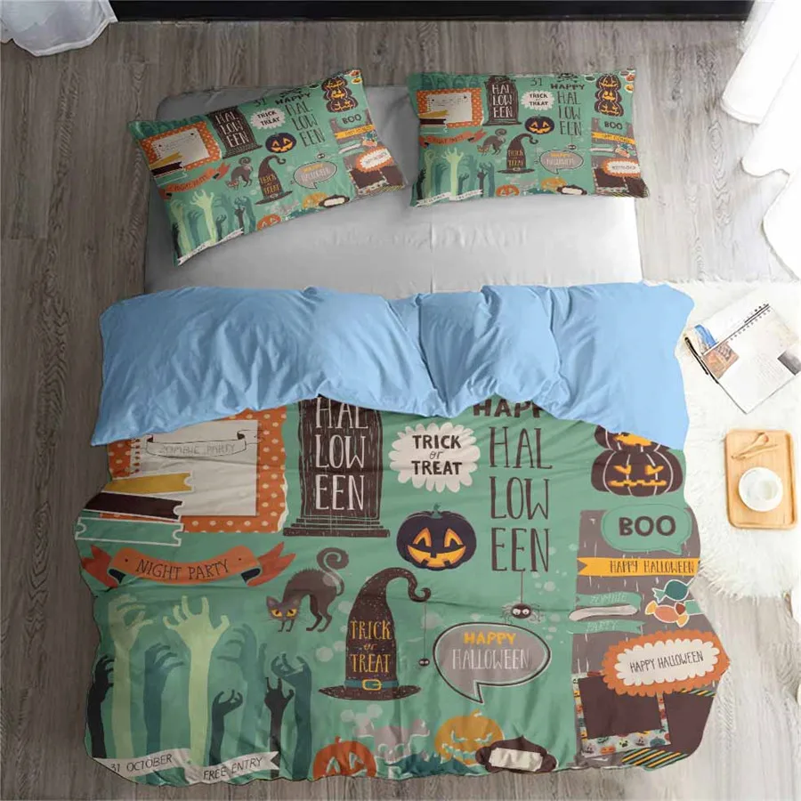 

HELENGILI 3D Bedding Set Halloween Print Duvet cover set bedclothes with pillowcase bed set home Textiles #YC-125