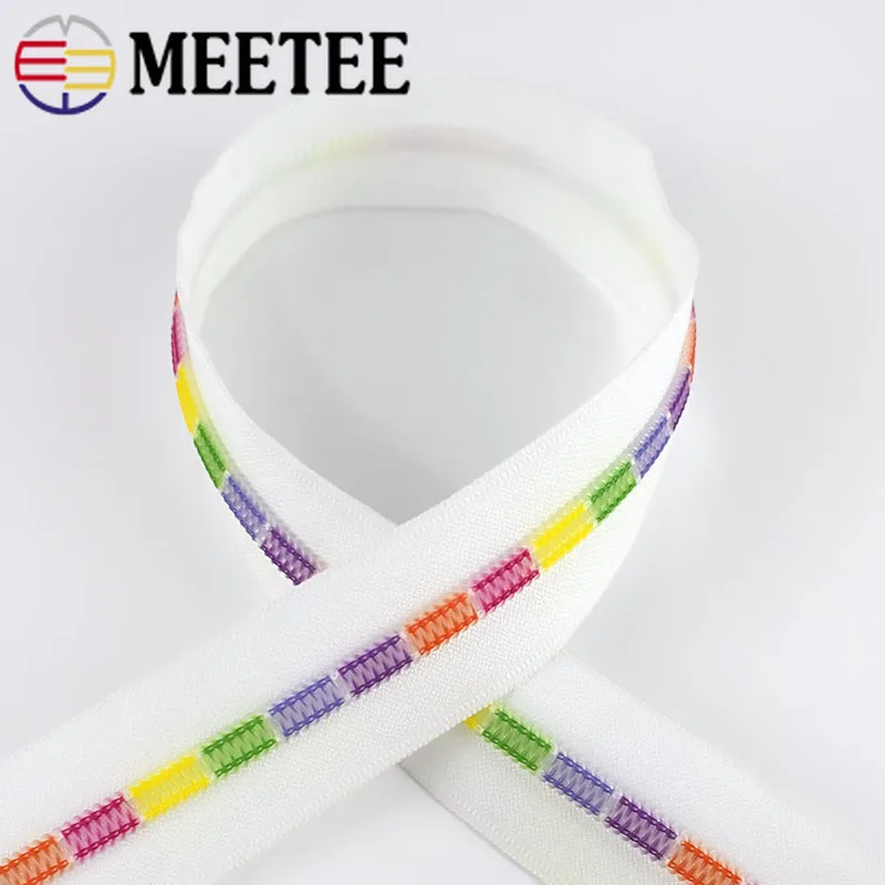 Meetee 2 м 5 # белые цветные зубья катушки нейлон застежки-молнии для шитья Сумки