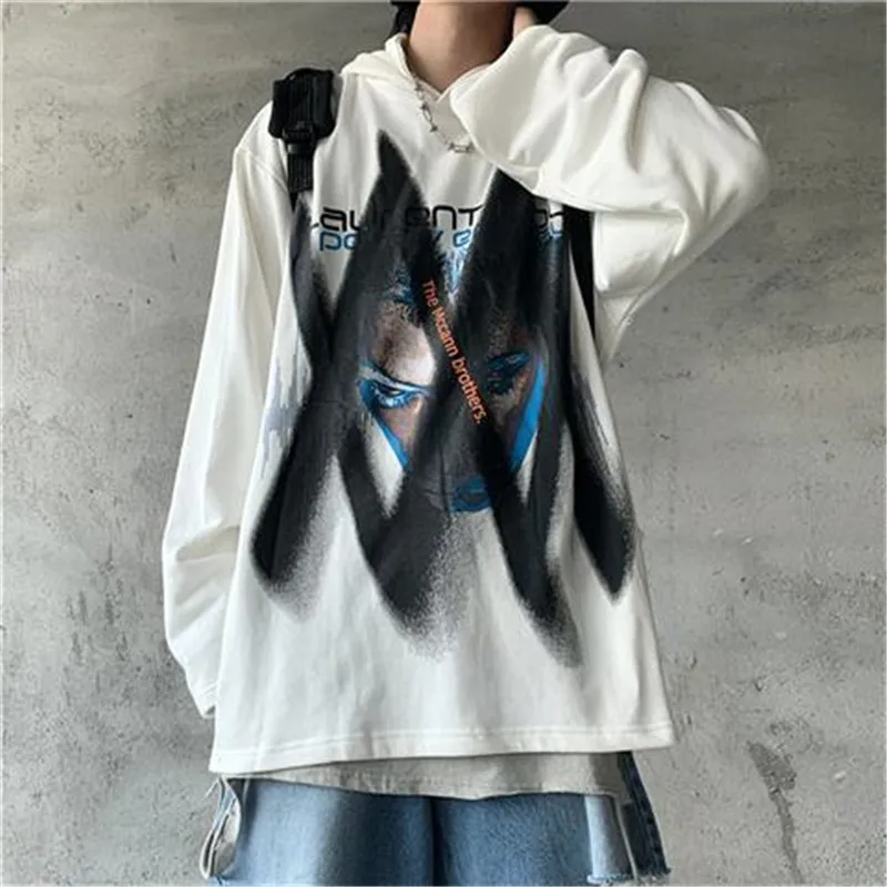 

Loose Girls Female Lady Sweatshirt White Spring Long Sleeve Fashion Hoodie Japan Girl Hoodie Fashion Streetwear Black Tops