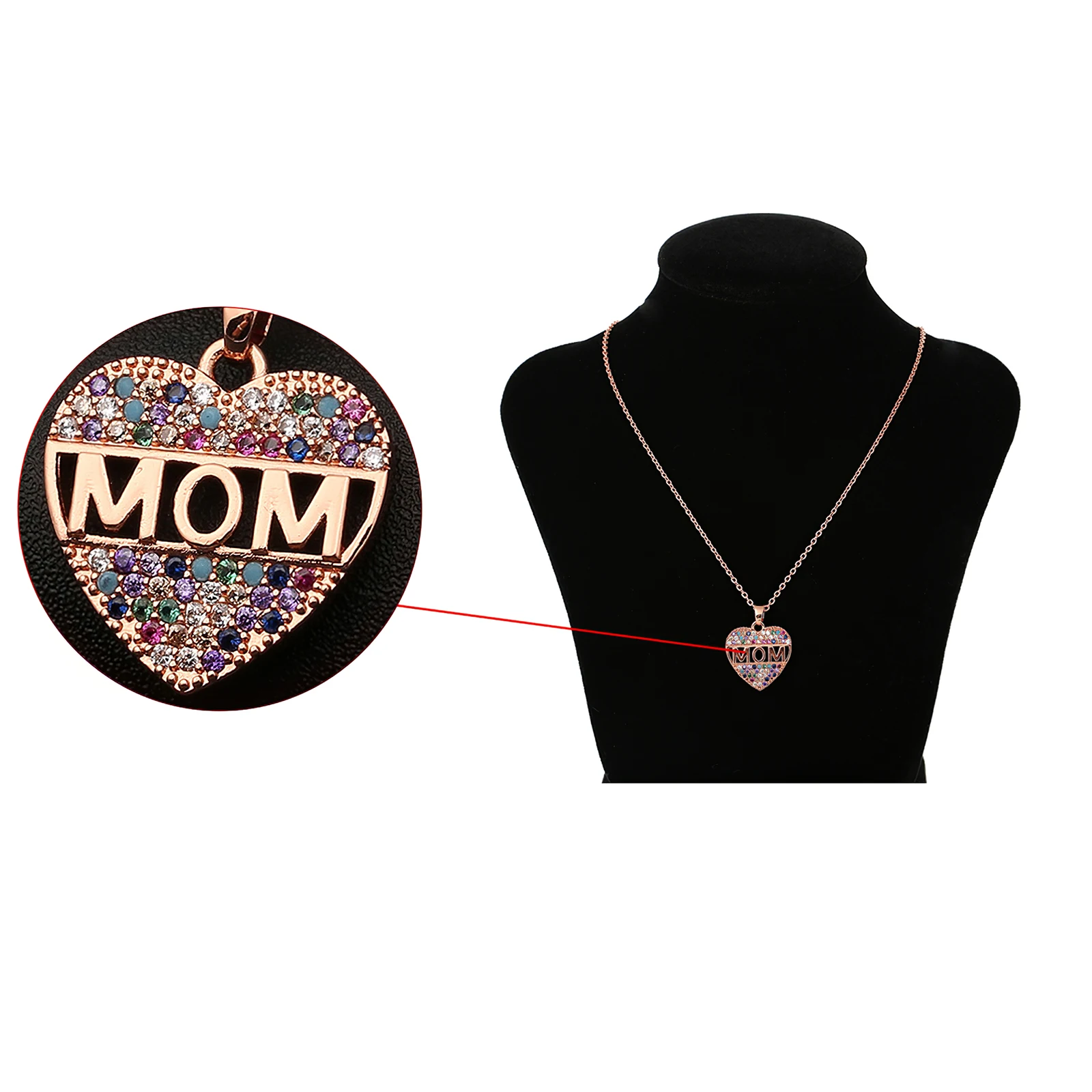 Lady Female Girl Girlfriend Couple Metal Rose Gold Silver Color Mom Love Rhinestone Pendant Charm Sweater Chain Necklace | Дом и сад