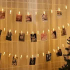 Светодиодная гирлянда с зажимом для фото, уличная гирлянда на батарейках, Рождественское украшение вечерние НКИ, свадьбы, Рождества