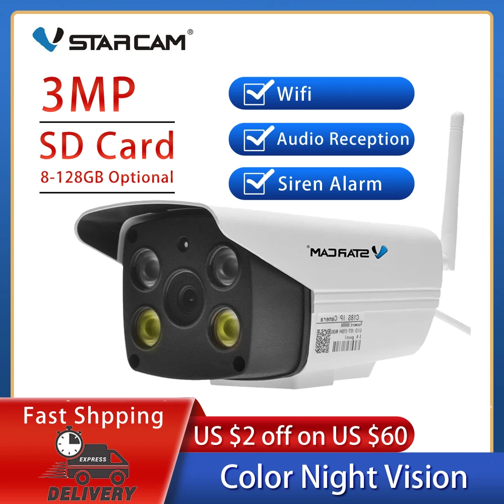 

Vstarcam 1296P 1080P Wifi IP Camera 2MP 3MP Outdoor Weatherproof IR Full Color Night Vision Video CCTV Surveillance IP Camera