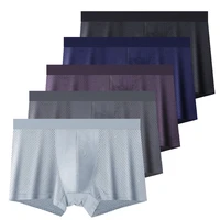 5pcs lot large size mens mesh panties hole cotton crotch brand underwear men boxer shorts bamboo fiber underpants man sexy 8xl