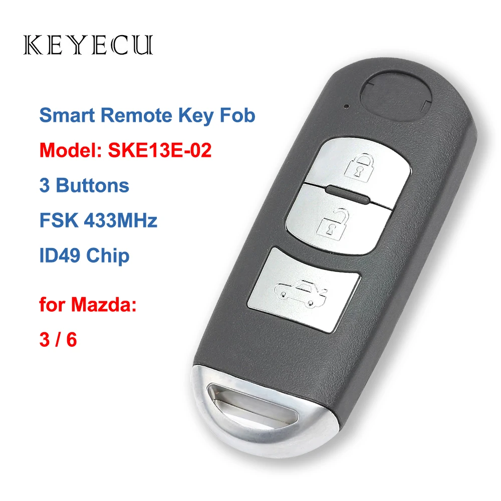 Keyecu без ключа флэш-памяти 3 кнопки 433 МГц чип PCF7953P ID49 для Mazda 6 Mazda3 Mazda6 2017 2018