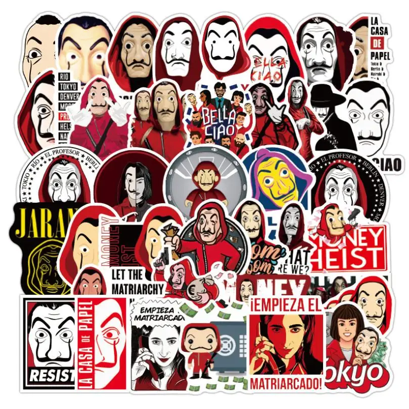 

50PCS Spain TV Show Money Heist La Casa De Papel Sticker Waterproof To DIY Moto Car Laptop PC Suitcase Car stickers