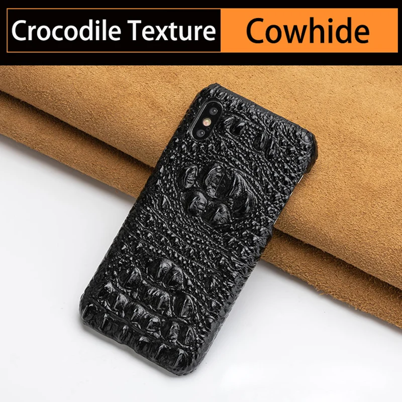 Роскошный чехол из воловьей кожи для iPhone 11 Xr 6 6s 7 8 Plus X Xs Max с крокодиловым черепом и