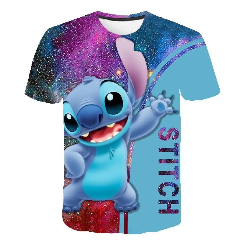 3D Lilo Stitch одежда для девочек розовая детская футболка Kawaii аниме мальчиков
