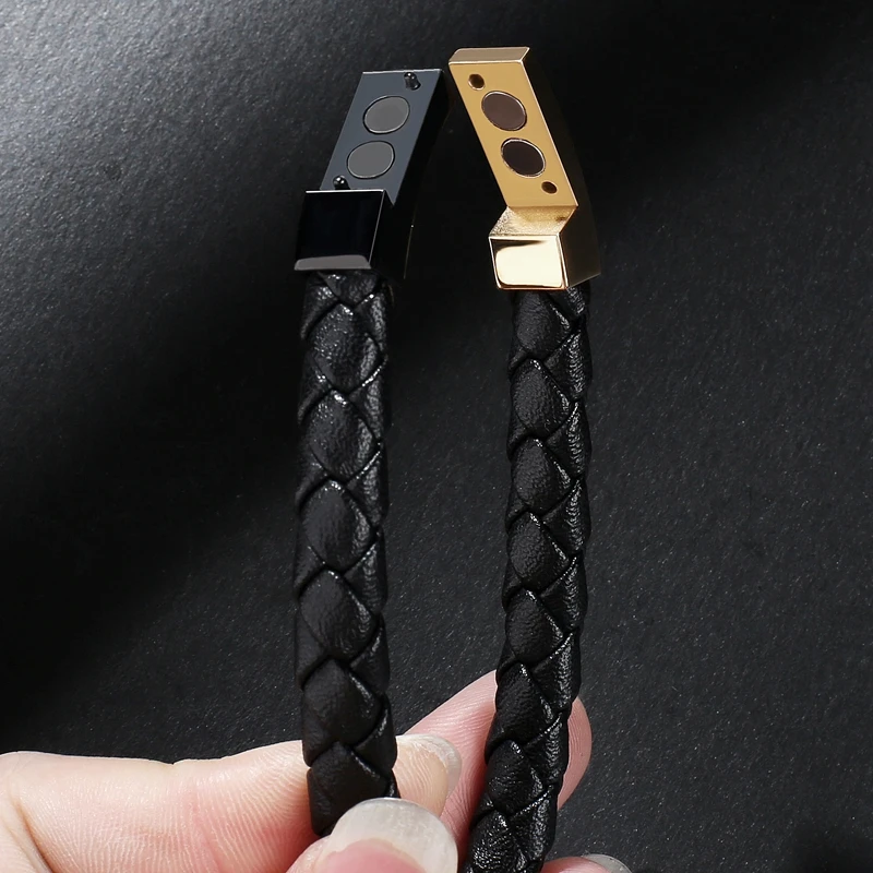 Fashion Jewelry Men Retro Bracelet Weave Leather Bracelets &amp Bangles man Classic Gold Black Collocation bangle PS2036 | Украшения и