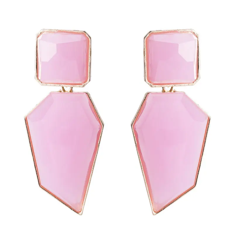 pink LUBOV, 5 цветов, геометрические висячие серьги с кристаллами, золотой цвет, металлическая оправа, серьги для женщин, подарок на день рождения, вечерние ювелирные изделия - Окраска металла: pink