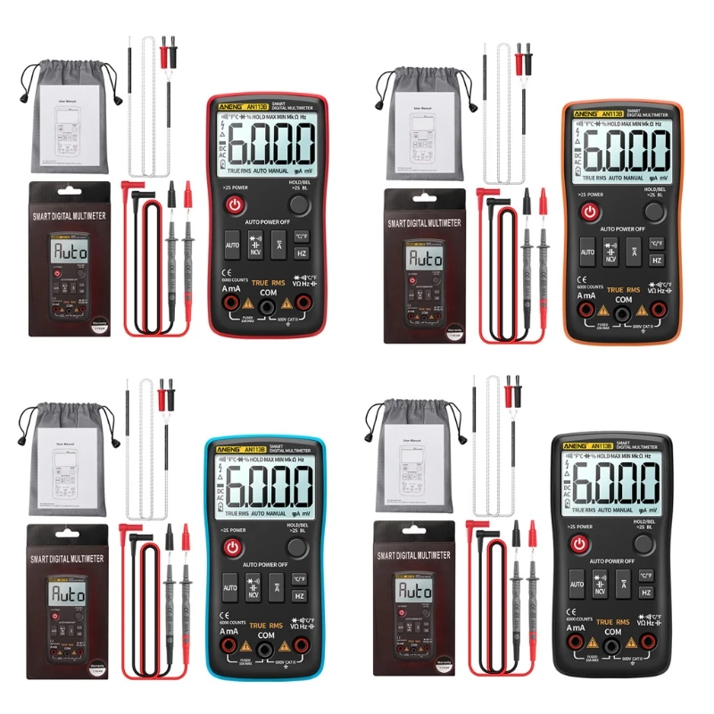 

Digital Multimeter True RMS w Temperature Tester 6000 Counts Auto-Ranging AC/DC K9FA