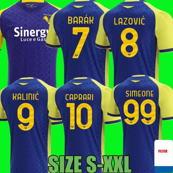 

21 22 Hellas Verona soccer jerseys home 2021 2022 SIMEONE ILIC CAPRARI KALINIC LAZOVIC BARAK FARAONI football shirts top thailan