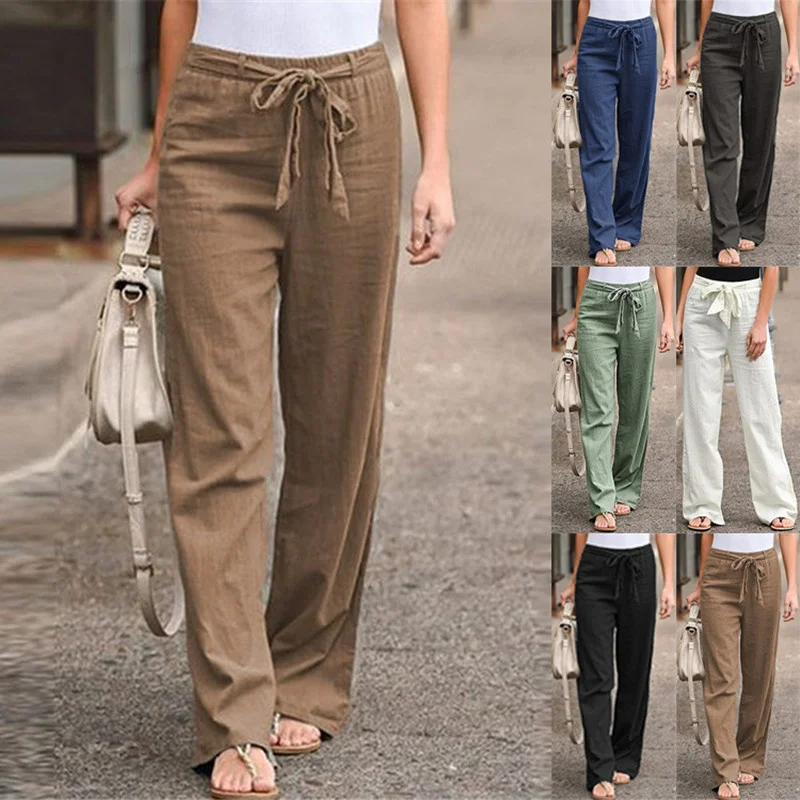 

Newest Cotton Linen Pants Women Elegant Trousers Lady Formal Pants Plus Size S-3XL Famous Brand Design Cotton Trousers Popular