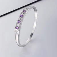 women bracelet hollow bracelet silver color inlaid purple cubic zirconia stylish birthday gifts girlfriends designed for women