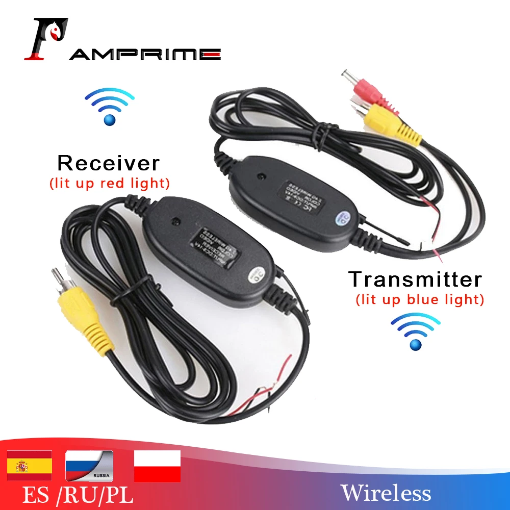 AMPrime 2,4 ГГц беспроводной RCA видео передатчик приемник комплект для автомобиля DVD монитор gps заднего вида камера ПЗС камера заднего вида Cam