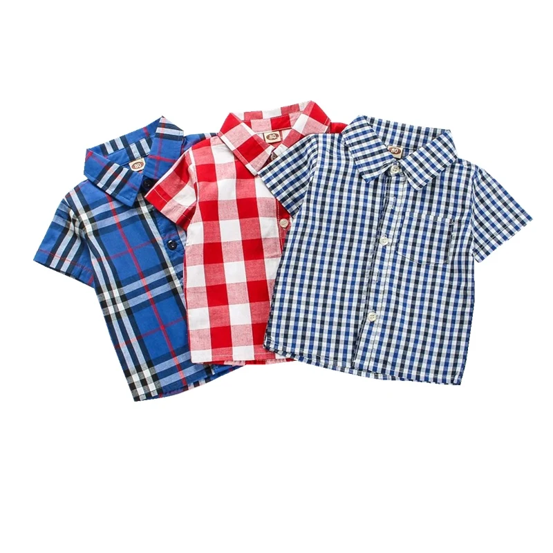 

1-4 Years Children Boy Girls Plaid Shirt All-match Classic Plaid Lapel Shirts Tops with Pocket Boys Casual Shirt Kids Clothing