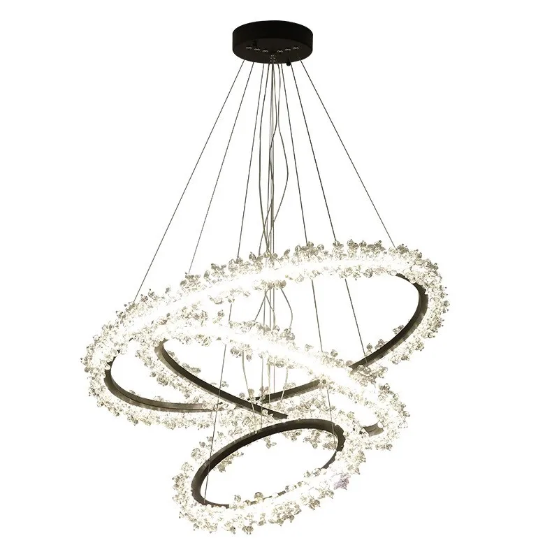 

Modern Luxury Chandelier Wreath Ring Crystal Metal Chandelier For Shopping Mall Restaurant Living Room Bedroom Home Lamps PA0570