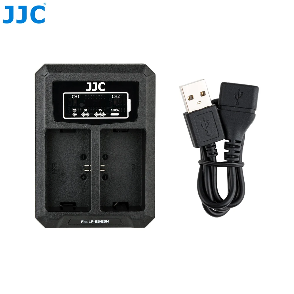 DCH-LPE6UE JJC USB двойное зарядное устройство для Canon LP-E6 LP-E6N EOS R 5D Mark IV 5D Mark III батарея для камеры заменяет LC-E6 LC-E6E - Цвет: DCH-LPE6UE