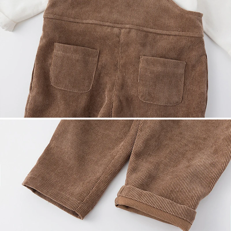 

Boys Bib Suit 2021 Spring New kids Boy Clothing Sets Bow Tie Handsome Casual T-Shirt + Pants 2-pcs Sets Fashin Clothes corduroy