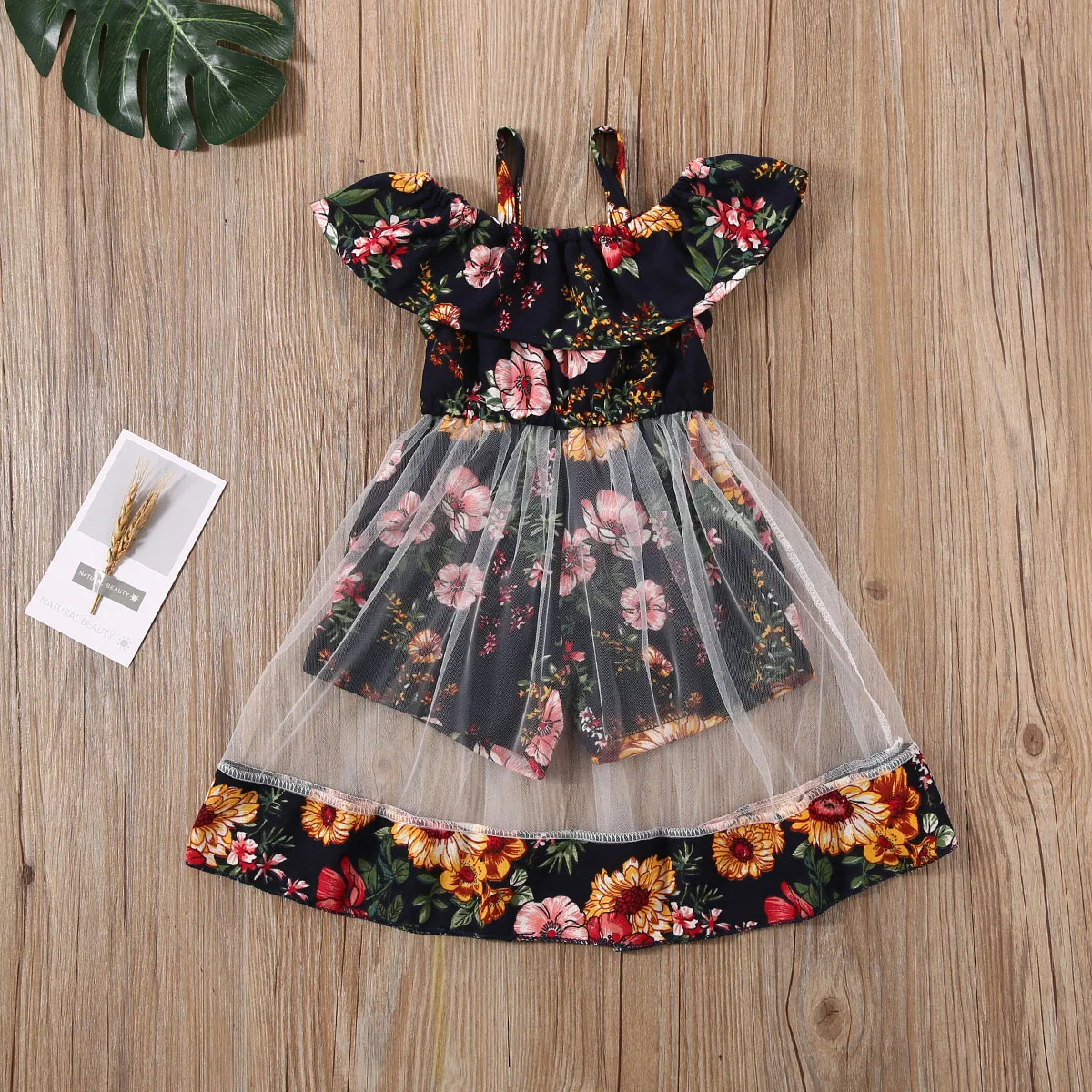 

Pudcoco Toddler Baby Girl Clothes Off Shoulder Sunflower Print Strap Dress Tutu Tulle Princess Party Dresses Outfits