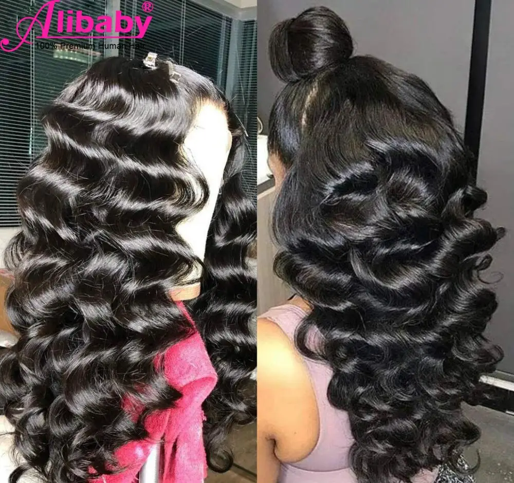 Harga Wig Gelombang Longgar Brasil 13X4 Wig Rambut Manusia Renda Depan Untuk Wanita Hitam150 Wig Penutupan Renda Keriting Remy 4X4