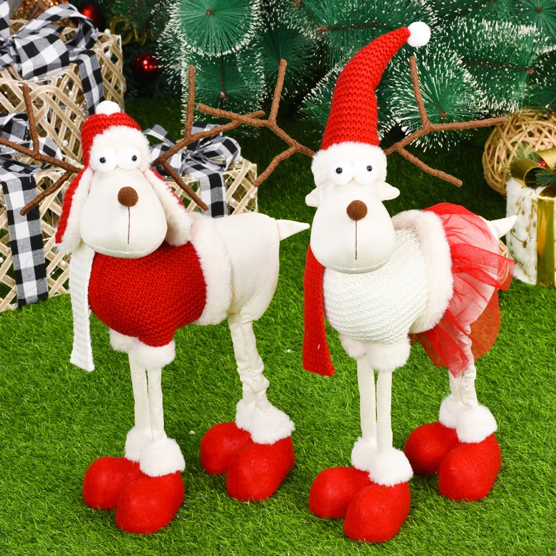 

Retractable Christmas Dolls Reindeer christmas tree decorations Xmas Figurines New Year Gift Regalos De Navidad For Home