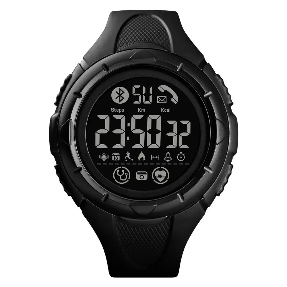 All Black SKMEI Брендовые мужские умные часы, люксовый EL светильник, напоминающий о звонке, многофункциональные наручные часы, мужские цифровые часы - Цвет: All Black